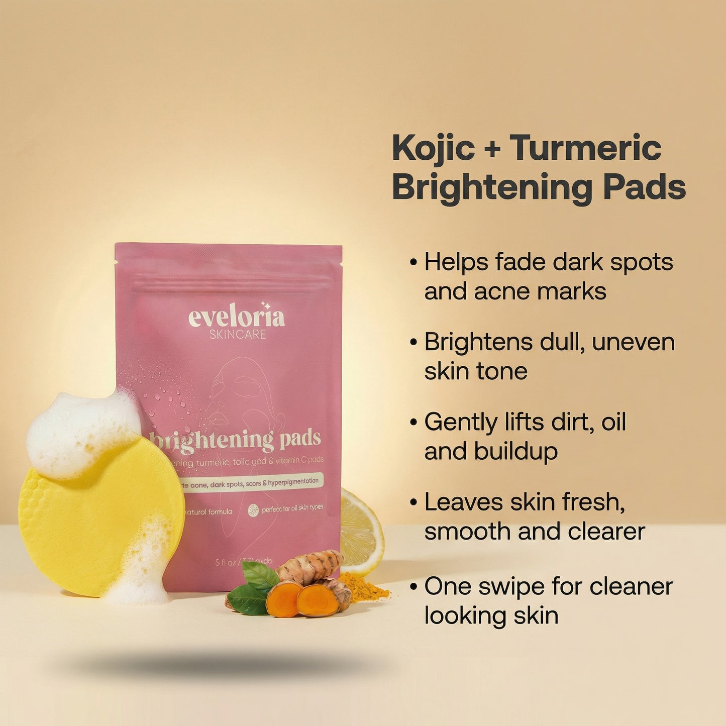 brightening turmeric & kojic acid pads